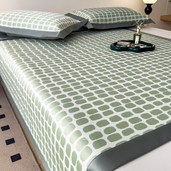 91家纺网 家纺一手货源 找家纺 卡初家居（原微来） 2025夏季轻柔丝系列冰丝席——绮梦系列 果绿