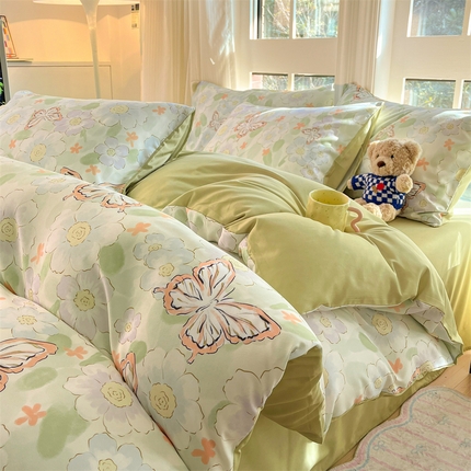 91家纺网 家纺一手货源 找家纺 （总）梦幻之城 2025新款水洗棉数码印花简易款四件套