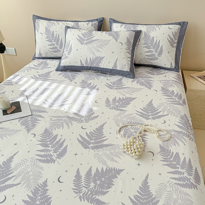 91家纺网 家纺一手货源 找家纺 蓝邻家纺 2025新款100%新疆原棉粗布小清新拼角工艺款系列单床单 云杉