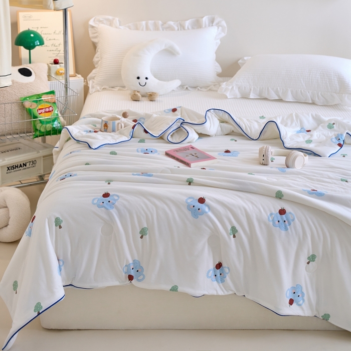 91家纺网 家纺一手货源 找家纺 维洋家纺 2025升级21%大豆新款A类牛奶丝针织夏被（四周踩棉）软糯凉感夏被空调被 长鼻象