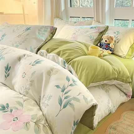 91家纺网 家纺一手货源 找家纺 （总）梦幻之城 2025新款水洗棉数码印花简易款四件套