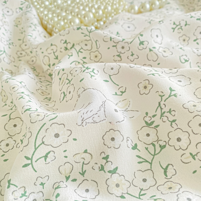 91家纺网 家纺一手货源 找家纺 仟网汇 2025新款针织双层纱床盖四件套 花与兔