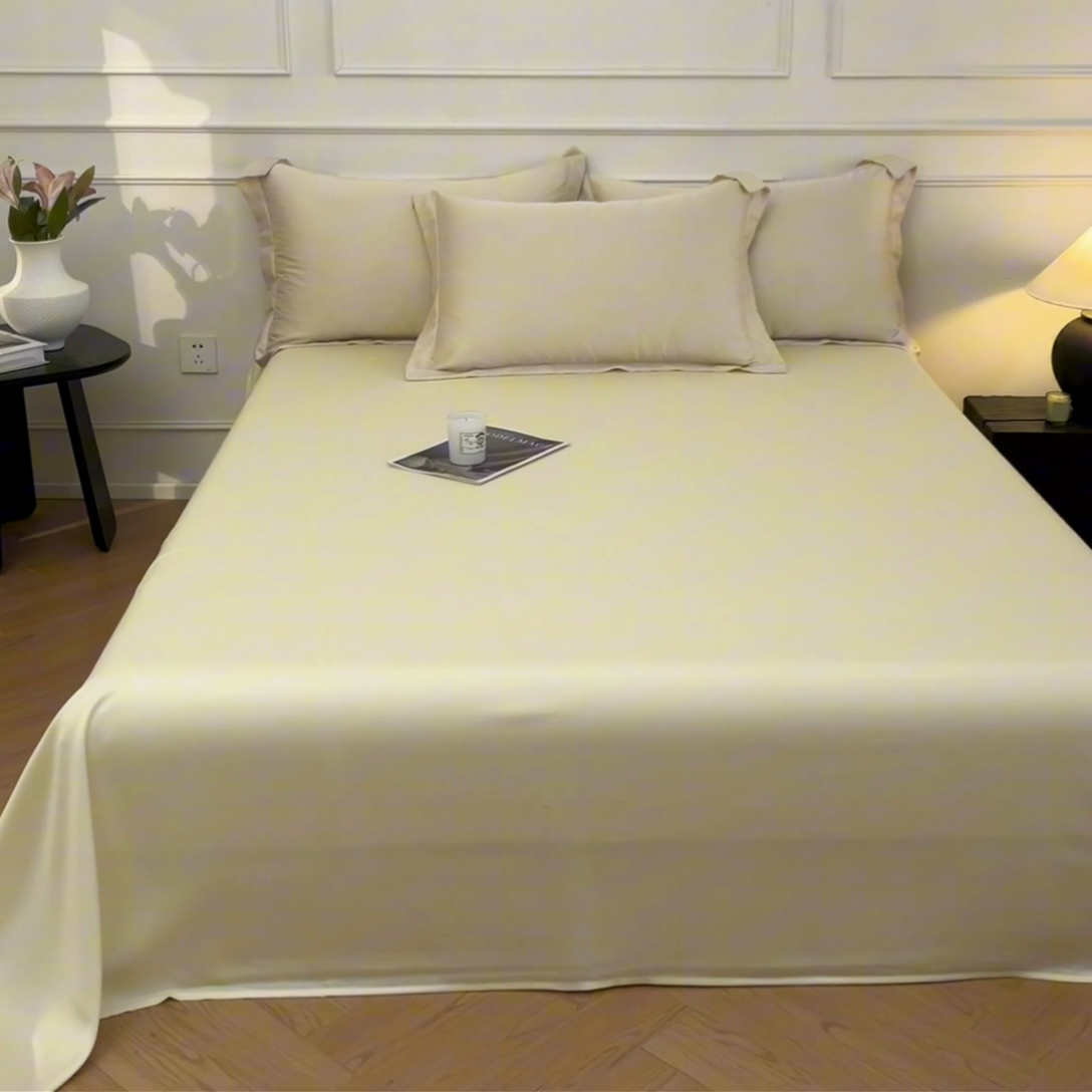 91家纺网 家纺一手货源 找家纺 涵宸 2025新款天丝-天丝棉-纯色单床单-场景1 床单-象牙白