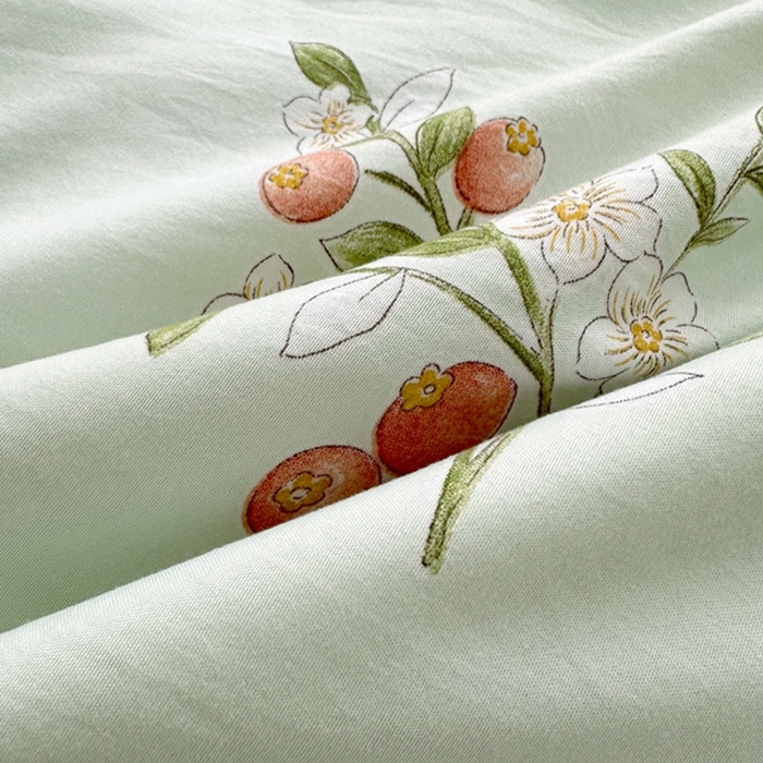 91家纺网 家纺一手货源 找家纺 鑫佰利 2025新款A类水洗棉印花纯棉花夏被子被芯 花满枝头绿