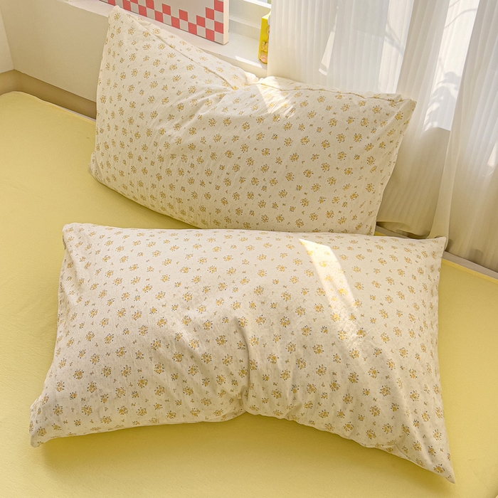 91家纺网 家纺一手货源 找家纺 暖芯优选 2025新款加厚云感棉双层纱四件套小碎花被套床单床笠款学生三件套新款直播热款 橘子海