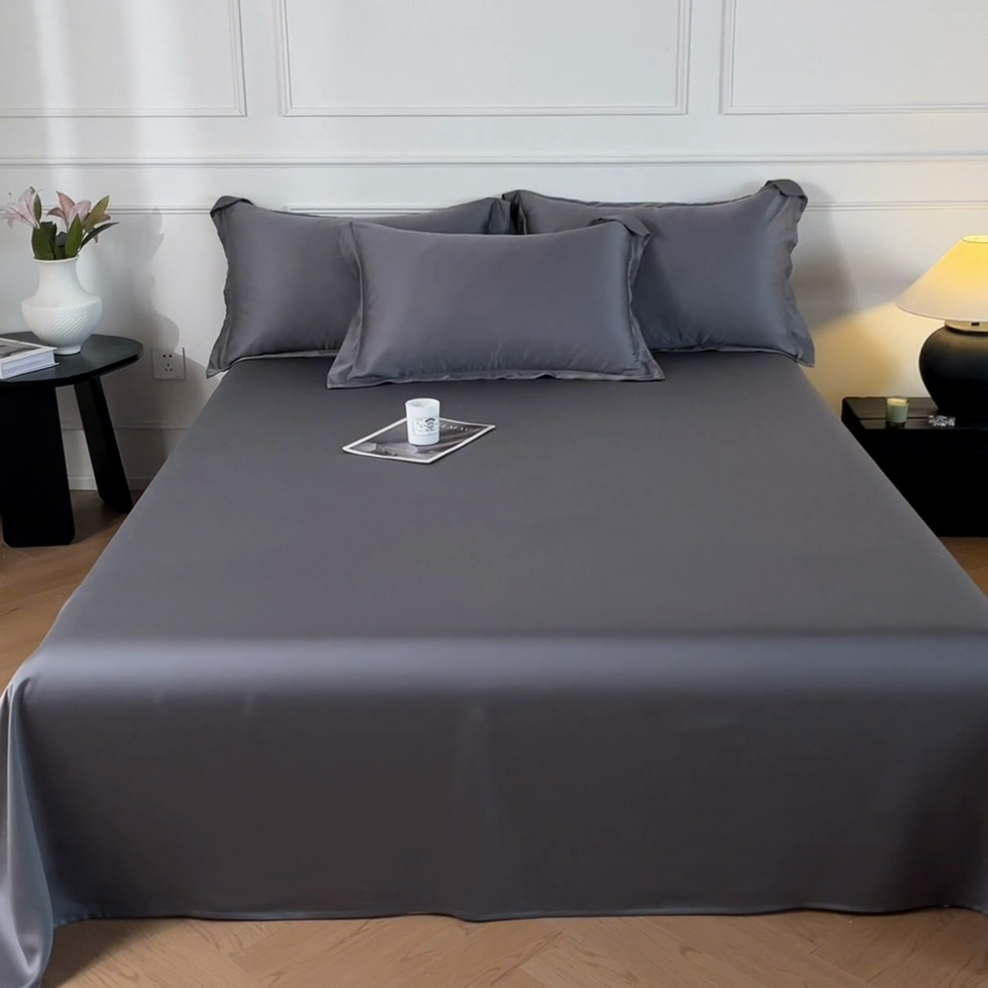 91家纺网 家纺一手货源 找家纺 涵宸 2025新款天丝-天丝棉-纯色单床单-场景1 床单-星夜灰