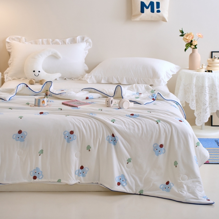 91家纺网 家纺一手货源 找家纺 维洋家纺 2025升级21%大豆新款A类牛奶丝针织夏被（四周踩棉）软糯凉感夏被空调被 长鼻象