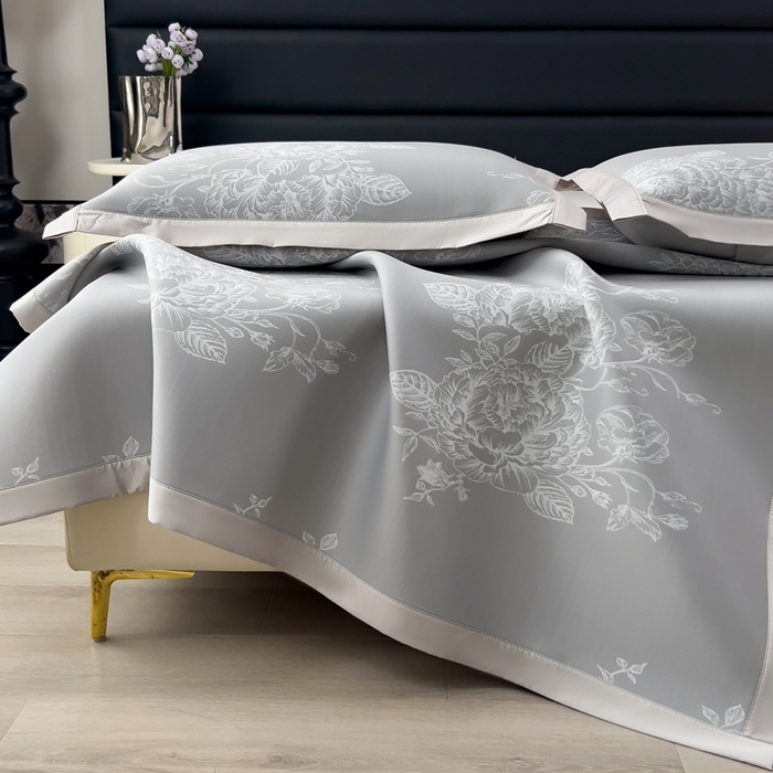 91家纺网 家纺一手货源 找家纺 卡初家居（原微来） 2025夏季凉感提花席 南鸢-银月灰