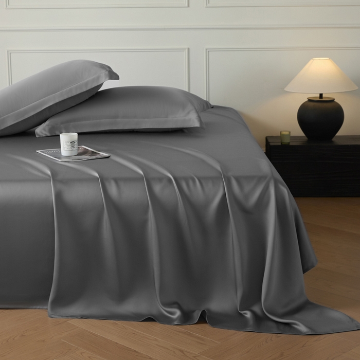 91家纺网 家纺一手货源 找家纺 涵宸 2025新款天丝-天丝棉-纯色单床单-场景1 床单-星夜灰