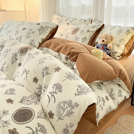 91家纺网 家纺一手货源 找家纺 （总）梦幻之城 2025新款水洗棉数码印花简易款四件套