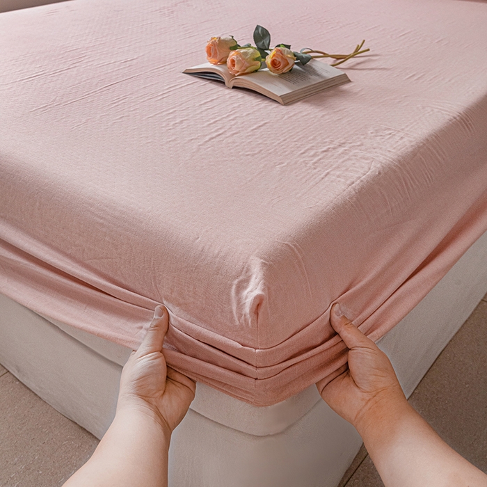 91家纺网 家纺一手货源 找家纺 锦罗绣 2025新款A类全棉双层纱单床笠 粉色