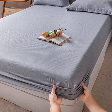 锦罗绣 2025新款A类全棉双层纱单床笠 优雅灰