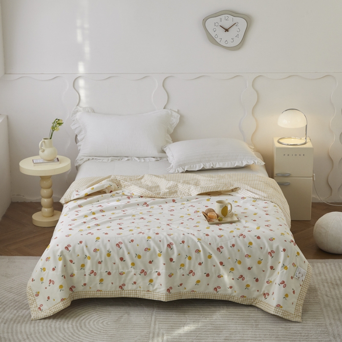 91家纺网 家纺一手货源 找家纺 维洋家纺 2025新款里外全棉印花棉花夏凉被 百香果