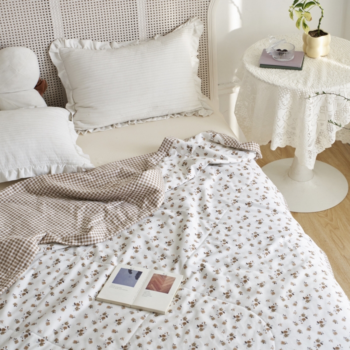 91家纺网 家纺一手货源 找家纺 维洋家纺 2025新款里外全棉印花棉花夏凉被 花之梦