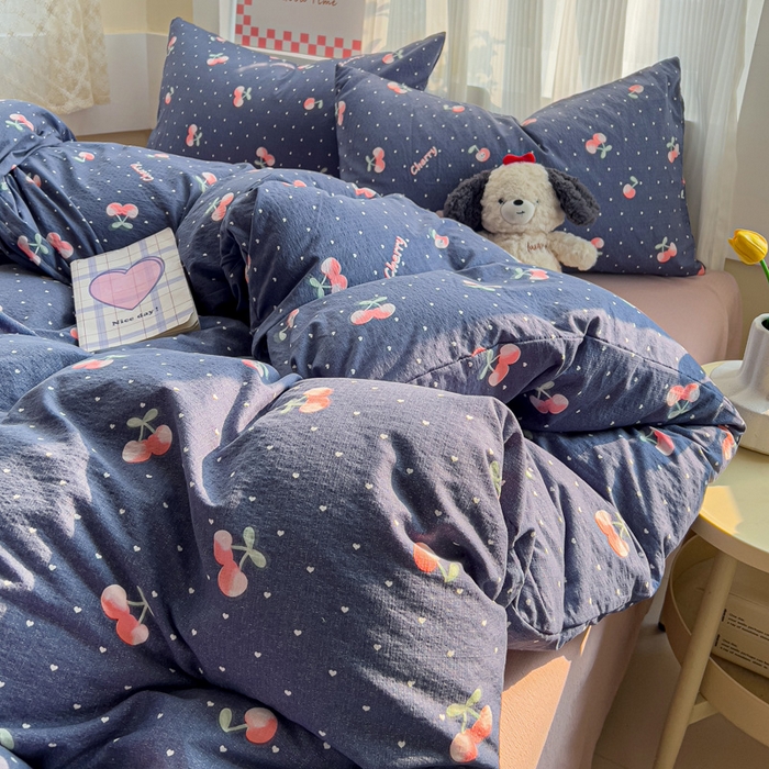 91家纺网 家纺一手货源 找家纺 暖芯优选 2025新款加厚云感棉双层纱四件套小碎花被套床单床笠款学生三件套新款直播热款 大吉大厘