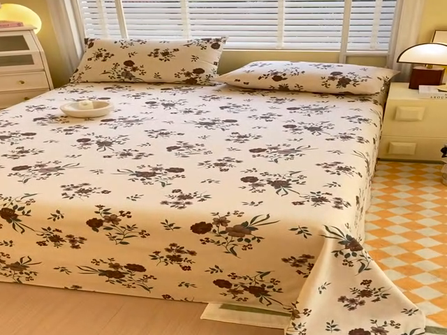 91家纺网 家纺一手货源 找家纺 悦织湾家纺 2025华夫格全棉单床单 华夫格-甜心花语