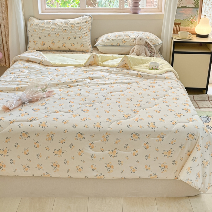 91家纺网 家纺一手货源 找家纺 维洋家纺 2025（专版花型）A类凉感丝夏被 凉感夏凉被双面加倍透气（四周踩棉） 初春