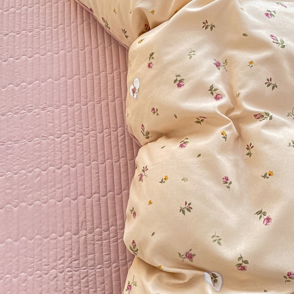 91家纺网 家纺一手货源 找家纺 仟网汇 2025新款针织双层纱床盖四件套 莫奈花园