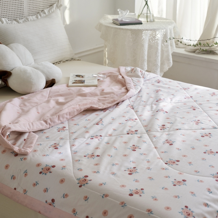 91家纺网 家纺一手货源 找家纺 维洋家纺 2025新款里外全棉印花棉花夏凉被 粉黛