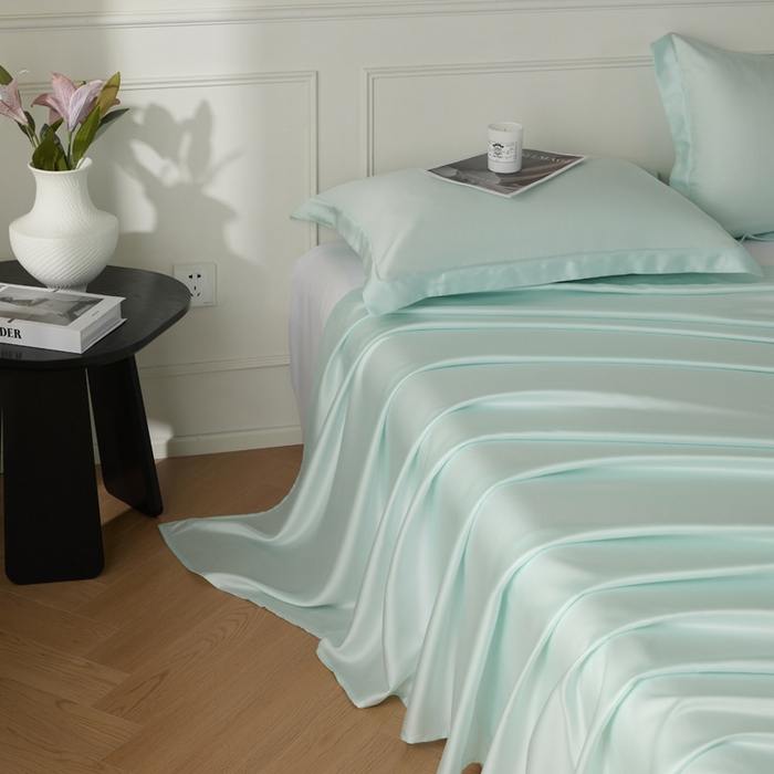 91家纺网 家纺一手货源 找家纺 涵宸 2025新款天丝-天丝棉-纯色单床单-场景1 床单-空绿