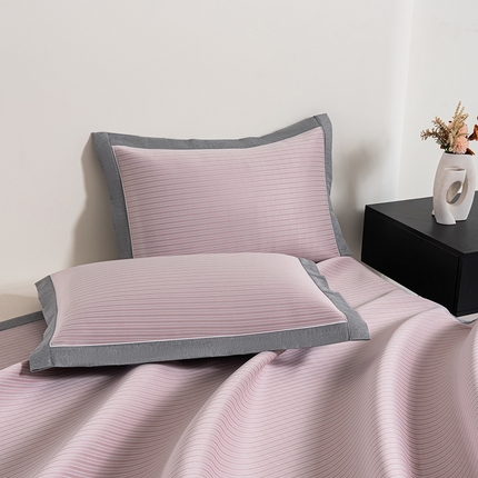 （总）小牛席业 2025新款经典条纹凉感冰丝枕套（宽包边+嵌条工艺）凉枕套夏天枕套冰丝枕套竹枕套藤枕套冰藤枕套