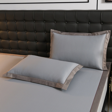 小牛席业 2025新款满天星凉感冰丝枕套（宽包边款）凉枕套夏天枕套冰丝枕套竹枕套藤枕套冰藤枕套 灰色