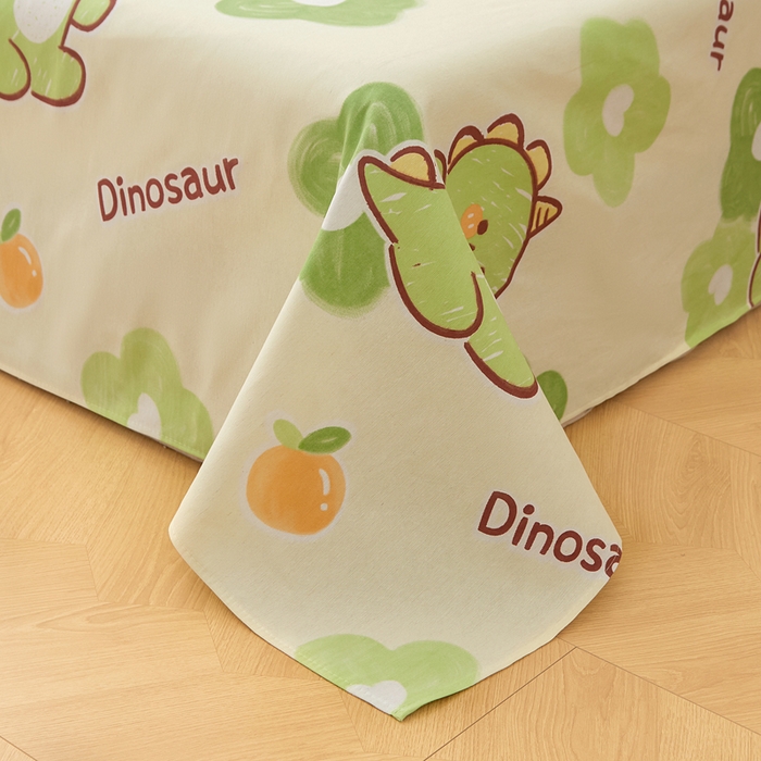 91家纺网 家纺一手货源 找家纺 棉乐町家居 2025新款锦柔老粗布床单老粗布凉席三件套 恐龙乐园