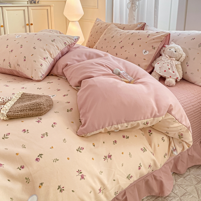 91家纺网 家纺一手货源 找家纺 仟网汇 2025新款针织双层纱床盖四件套 莫奈花园