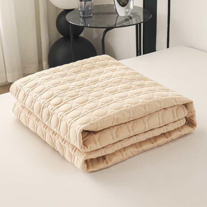 91家纺网 家纺一手货源 找家纺 沐纯家居 2025新款全棉纯棉夹棉单床笠 床笠单件-初见系列 卡其色