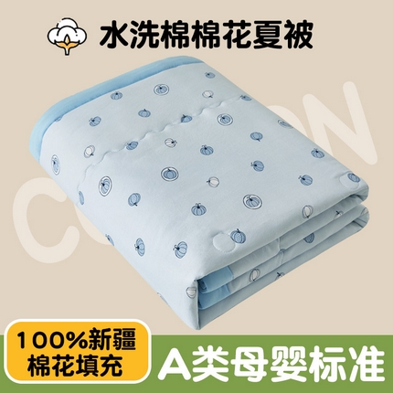 91家纺网 家纺一手货源 找家纺 鑫佰利 2025新款A类水洗棉印花纯棉花夏被子被芯 南瓜派对