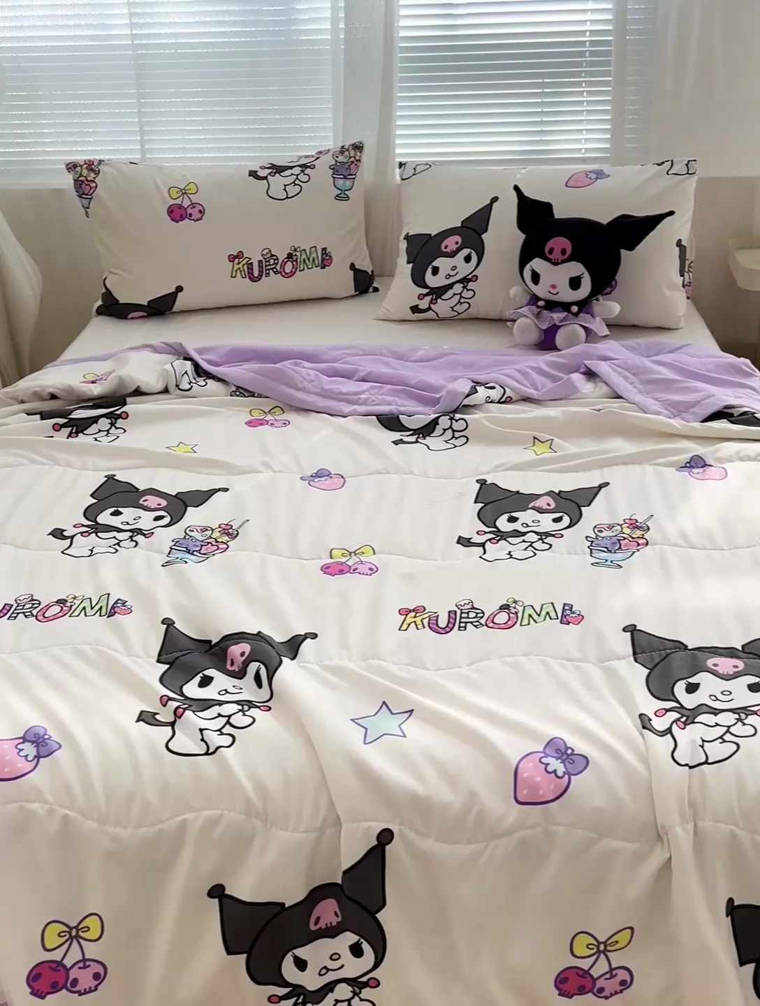 91家纺网 家纺一手货源 找家纺 海岛哥哥 2025新款三丽鸥系列A类水洗棉夏被大床图（提供买家秀） 夏被-冰淇淋库洛米