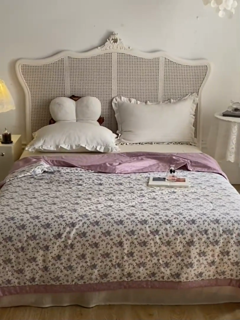 91家纺网 家纺一手货源 找家纺 维洋家纺 2025新款里外全棉印花棉花夏凉被 如烟若梦