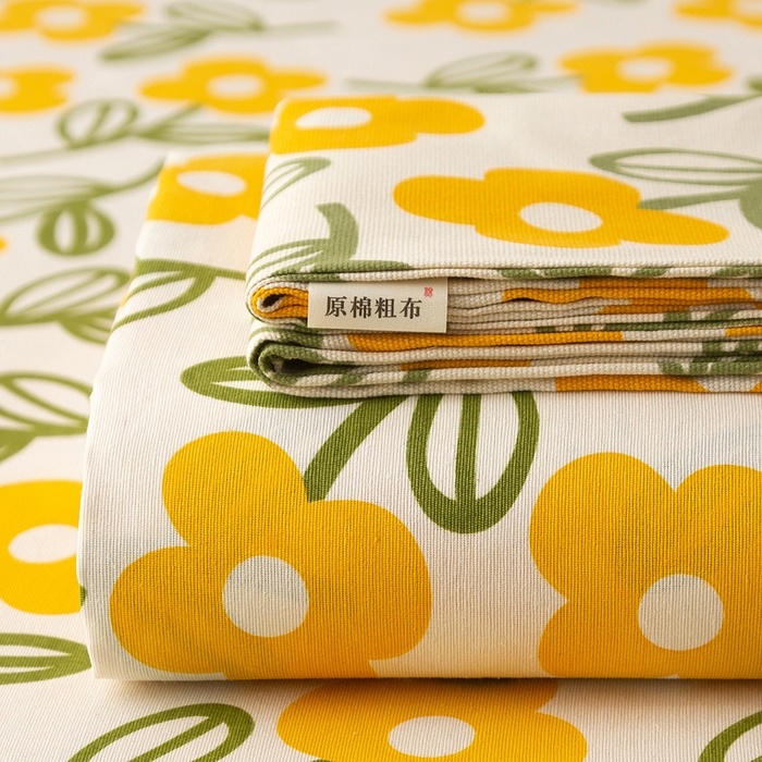 91家纺网 家纺一手货源 找家纺 棉乐町家居 2025新款锦柔老粗布床单老粗布凉席三件套 黄兰