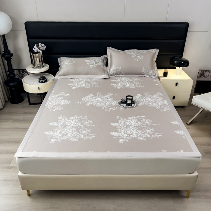 91家纺网 家纺一手货源 找家纺 卡初家居（原微来） 2025夏季凉感提花席 南鸢-丝雾棕