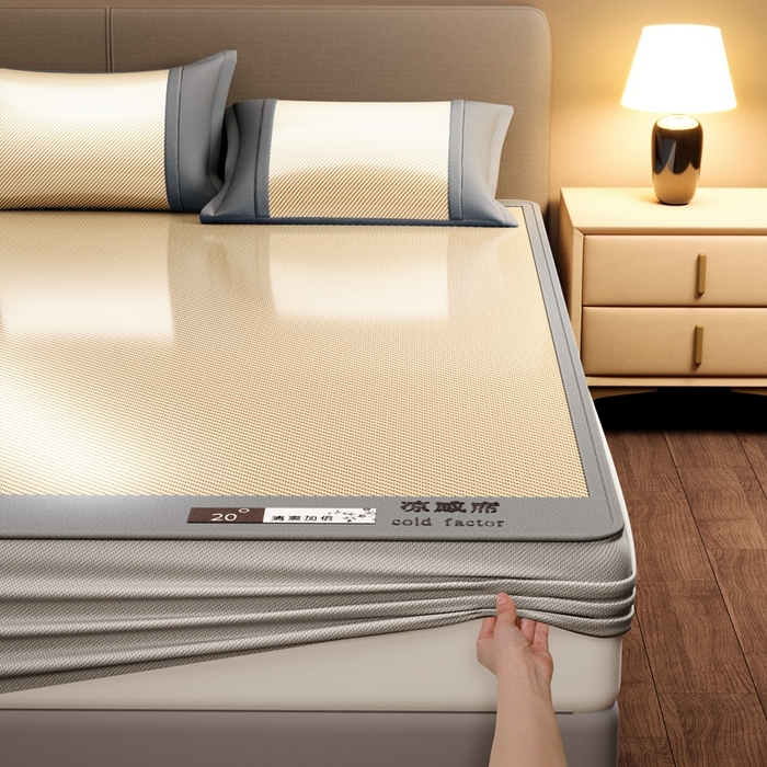 91家纺网 家纺一手货源 找家纺 卡初家居（原微来） 2025夏季轻柔丝系列冰丝席 凉感黄色