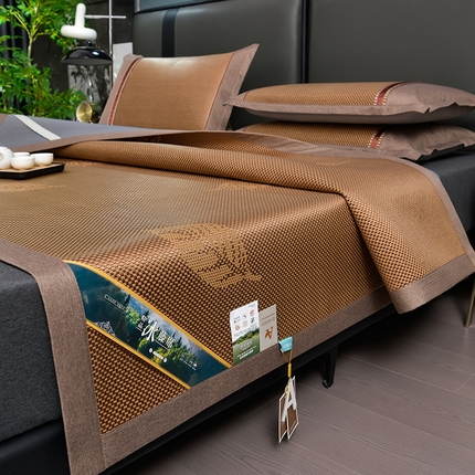 小牛席业 2025新款加厚款-叶语冰藤席系列凉席藤席冰藤席冰丝席竹席草席空调席乳胶席豆豆席 加厚款-叶语冰藤席-咖色