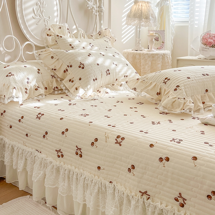 91家纺网 家纺一手货源 找家纺 网红馆（ck家纺） 2025新款全棉印花双层纱床盖四件套 车厘子