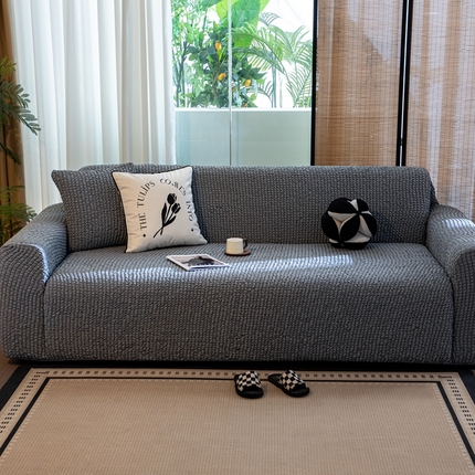 沐沐家纺2026新款奶油云纱沙发套 奶油云纱-浅中灰