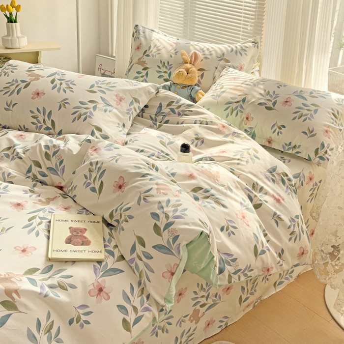 91家纺网 家纺一手货源 找家纺 金盛纺 2025新款13372全棉系列四件套 轻纱漫舞