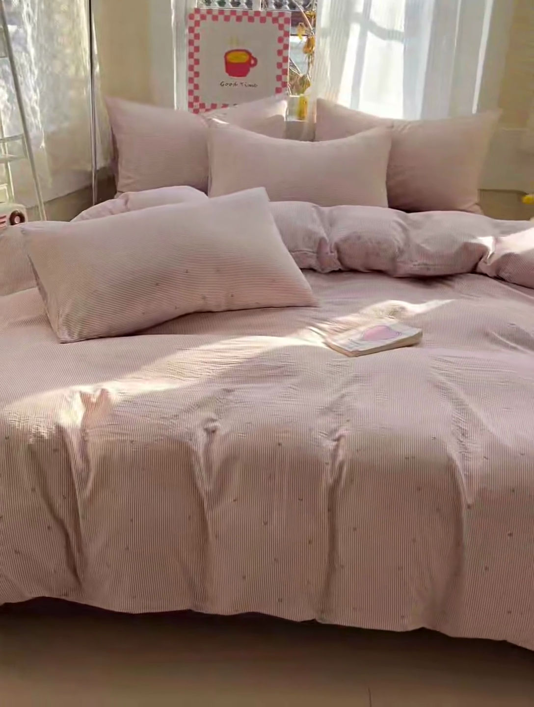 91家纺网 家纺一手货源 找家纺 暖芯优选 2025新款加厚云感棉双层纱四件套小碎花被套床单床笠款学生三件套新款直播热款 倾心-紫