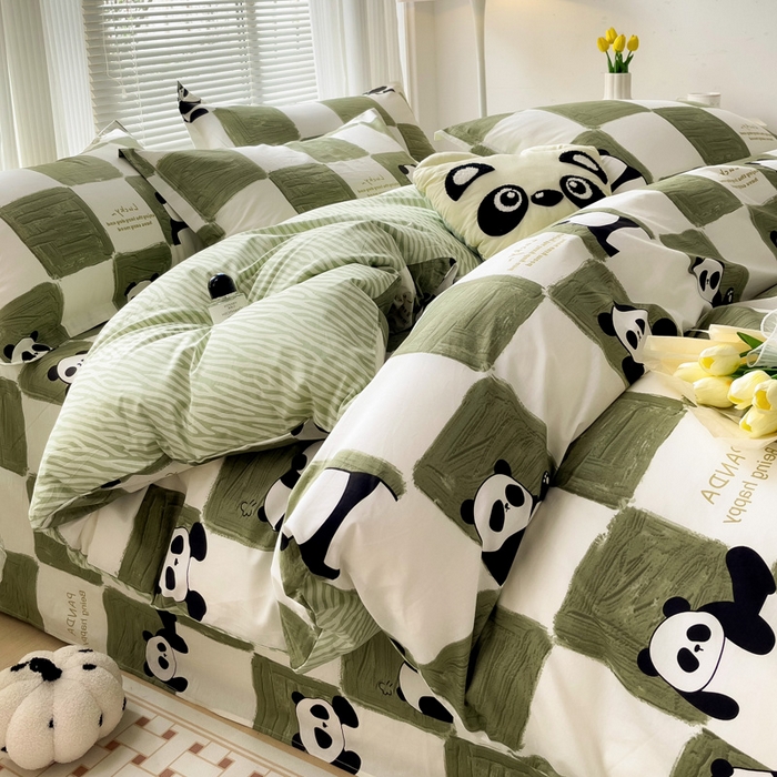 91家纺网 家纺一手货源 找家纺 金盛纺 2025新款13372全棉系列四件套 熊猫胖达