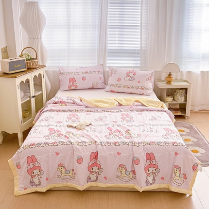 海岛哥哥 2025新款三丽鸥系列A类水洗棉夏被大床图（提供买家秀） 夏被-蝴蝶结美乐蒂