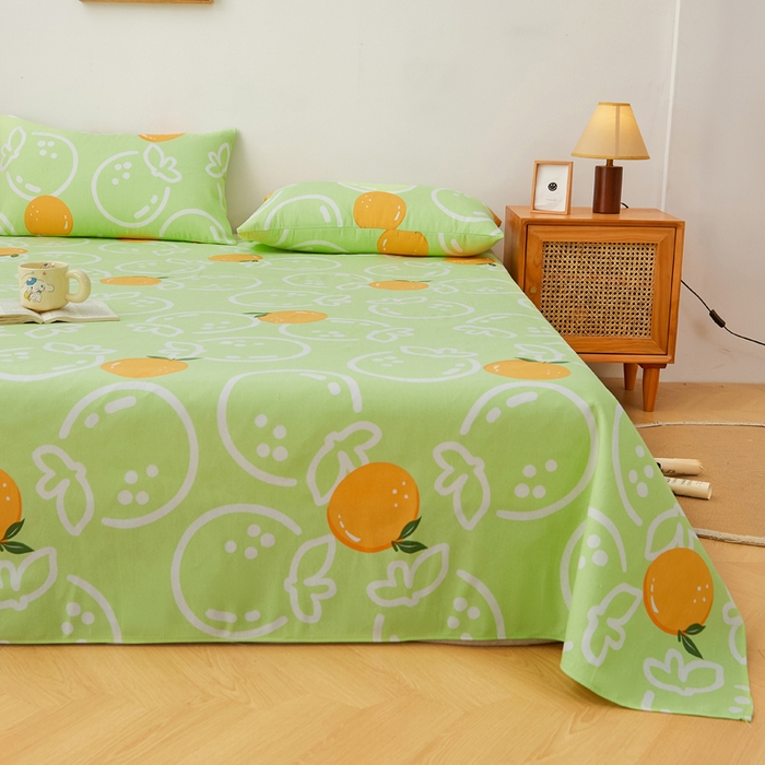 91家纺网 家纺一手货源 找家纺 首爱家纺 2025新款锦柔老粗布床单老粗布凉席三件套 气泡橙