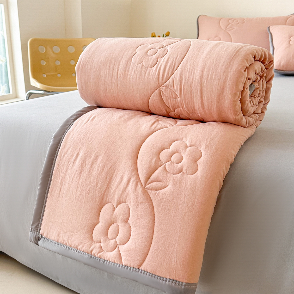 91家纺网 家纺一手货源 找家纺 芙绣家纺 2025新款针织棉绗缝夏被-莫奈花园 莫奈花园-雪蜜