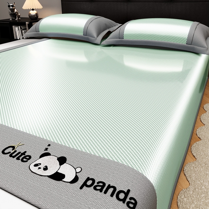 91家纺网 家纺一手货源 找家纺 卡初家居（原微来） 2026夏季轻柔丝系列冰丝席 嘟嘟熊极光青