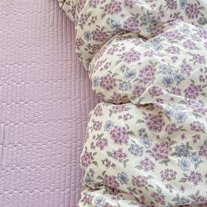 91家纺网 家纺一手货源 找家纺 仟网汇 2025新款针织双层纱床盖四件套 梦幻紫藤