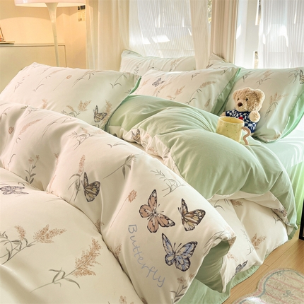 91家纺网 家纺一手货源 找家纺 （总）梦幻之城 2025新款水洗棉数码印花简易款四件套