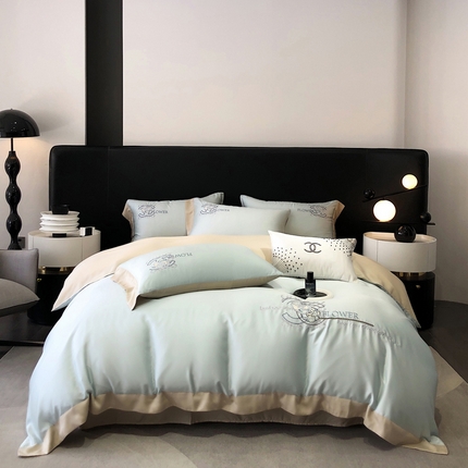 91家纺网 家纺一手货源 找家纺 博纳家纺 2025新款莱赛尔天丝刺绣花四件套--甜馨系列 星语兰