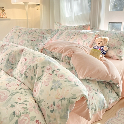 91家纺网 家纺一手货源 找家纺 （总）梦幻之城 2025新款水洗棉数码印花简易款四件套