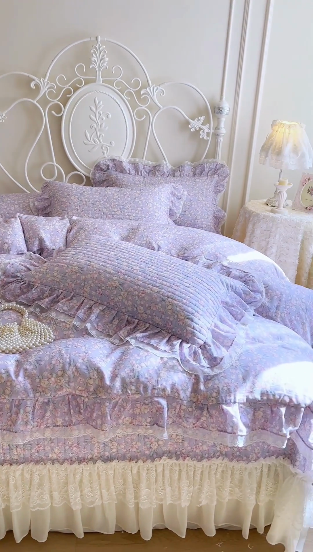 91家纺网 家纺一手货源 找家纺 网红馆（ck家纺） 2025新款全棉印花双层纱床盖四件套 芳草悠悠